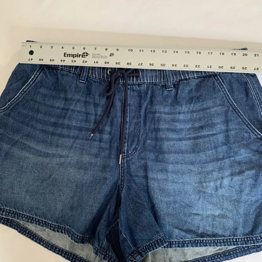 Judy Denim Shorts Women 2XL Baggy Blue Dark Wash Drawstring Cotton Hemp Boho